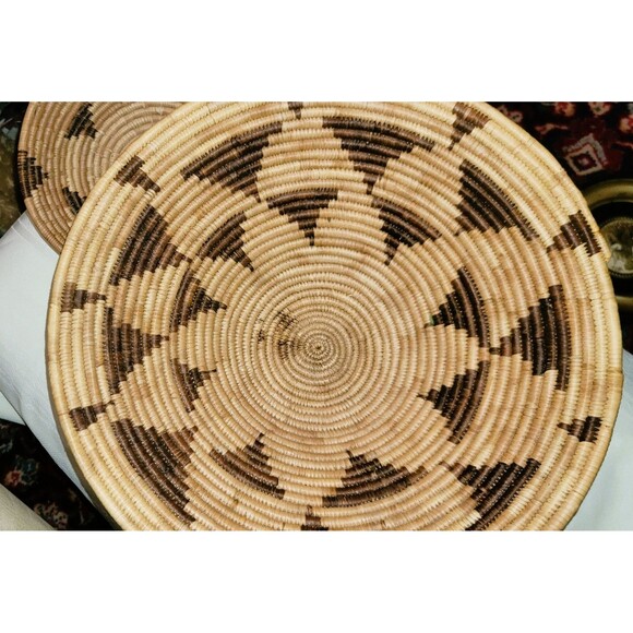 VTG Botswana Coiled Basket Bowl Set 2"Flight of the Swallows" Pattern hand woven - Picture 16 of 16